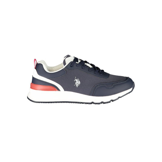 Athletic Sneakers by U.S. POLO ASSN. for men in polyester blue, red, white & print presents a sleek silhouette, perfectly capturing the athletic style essence of Men's Athletic Polyester Sneakers with its sleek design and premium finish.