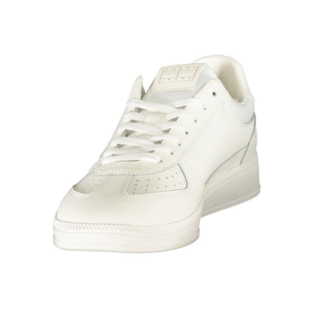 Athletic Sneakers by Tommy Hilfiger for men in polyester white & print showcases an impeccable silhouette, defined by an impeccable athletic style design that perfectly captures the essence of the Men's Athletic Polyester Sneakers.