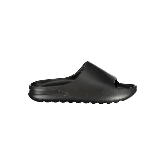 Sandals by Norway 1963 for men in polyethylene black & print presents a sculptural silhouette, showcasing the Men's Polyethylene Sandals design with a sculptural and for a premium look.