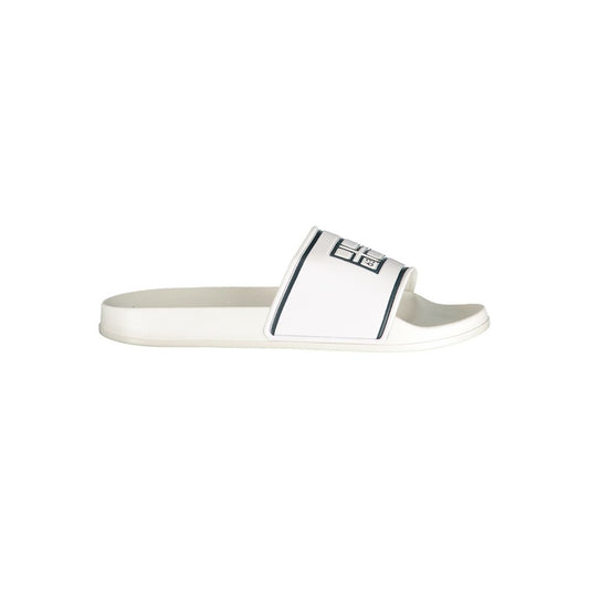 Flat Sandals by Norway 1963 for men in polyethylene blue, white & print features an architectural silhouette, showcasing the architectural Men's Polyethylene Flat Sandals with a flat and .