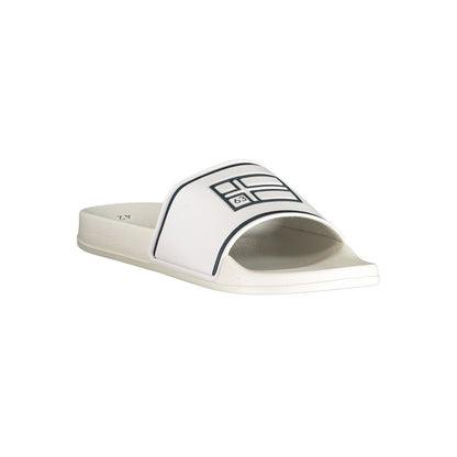 Flat Sandals by Norway 1963 for men in polyethylene blue, white & print features an architectural silhouette, showcasing the architectural Men's Polyethylene Flat Sandals with a flat and .