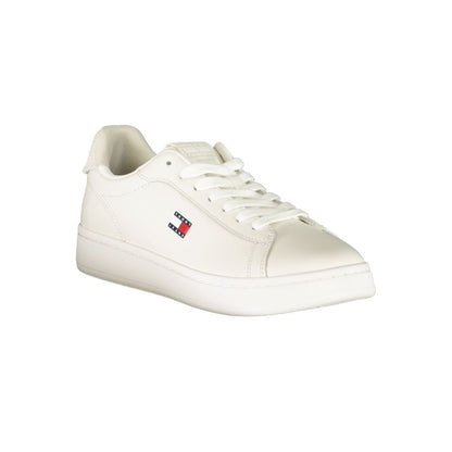 Athletic Sneakers by Tommy Hilfiger for women in polyester polyurethane leather cream, white & print showcases an impeccable silhouette, defined by an impeccable athletic style design that perfectly captures the essence of the Women's Athletic Polyester Polyurethane Leather Sneakers.