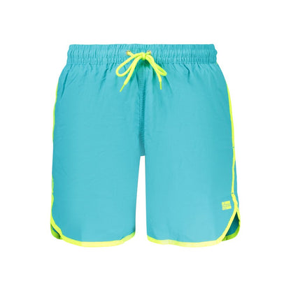 Swim Shorts by Norway 1963 for men in polyamide azzurro & print showcases a sculptural silhouette, expertly capturing the sophisticated essence of the sculptural Men's Polyamide Swim Shorts design for a premium poolside look.
