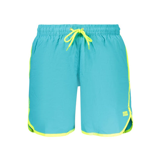 Swim Shorts by Norway 1963 for men in polyamide azzurro & print showcases a sculptural silhouette, expertly capturing the sophisticated essence of the sculptural Men's Polyamide Swim Shorts design for a premium poolside look.