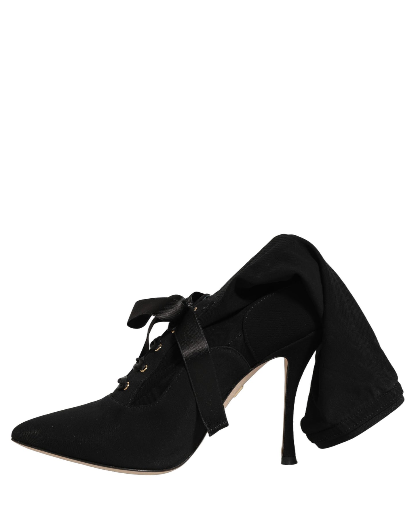 Dolce & Gabbana Black Stiletto Heels Mid Calf Boots Shoes