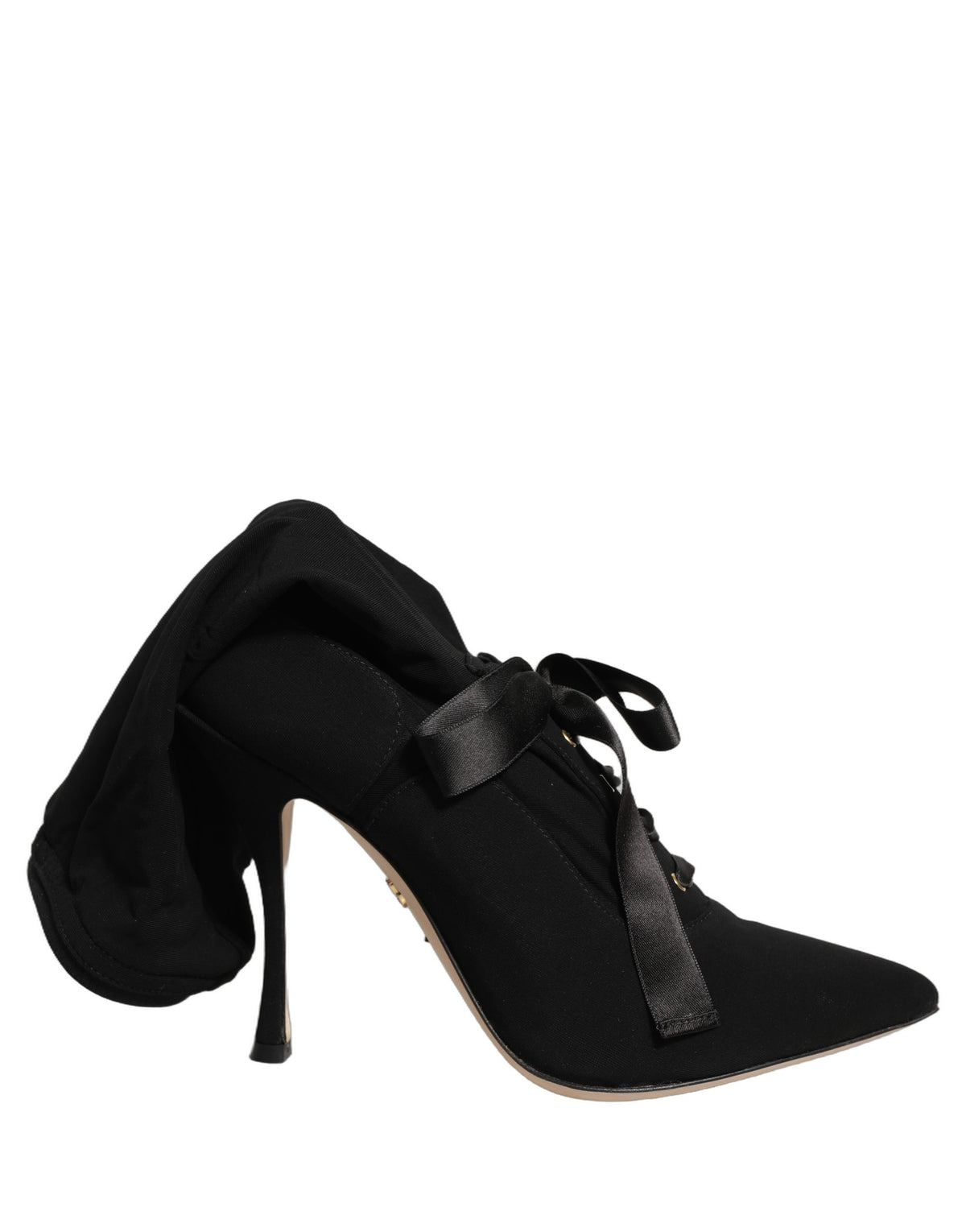 Dolce & Gabbana Women's Viscose Nylon Goat & Calf Leather High-Heel Stiletto Lace-Up Ankle Mid-Calf Boots - Black