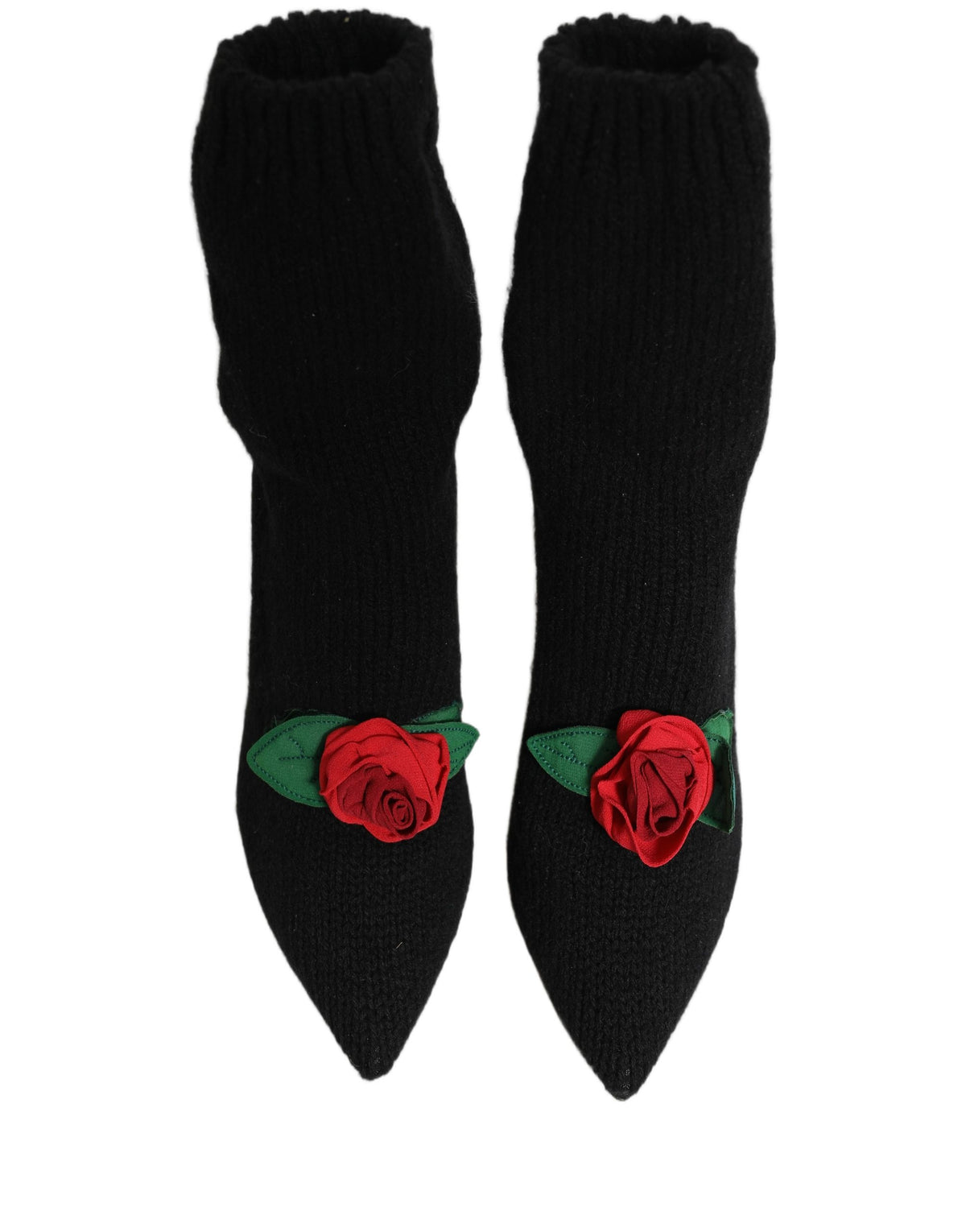 Dolce & Gabbana Women's Nylon Virgin Wool Eel & Calf Leather High-Heel Stiletto Sock Mid-Calf Boots - Black Floral