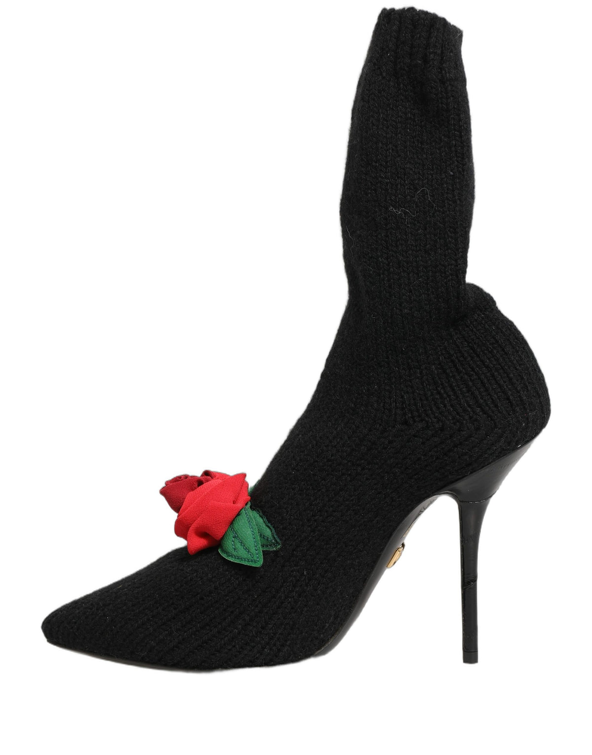 Dolce & Gabbana Women's Nylon Virgin Wool Eel & Calf Leather High-Heel Stiletto Sock Mid-Calf Boots - Black Floral