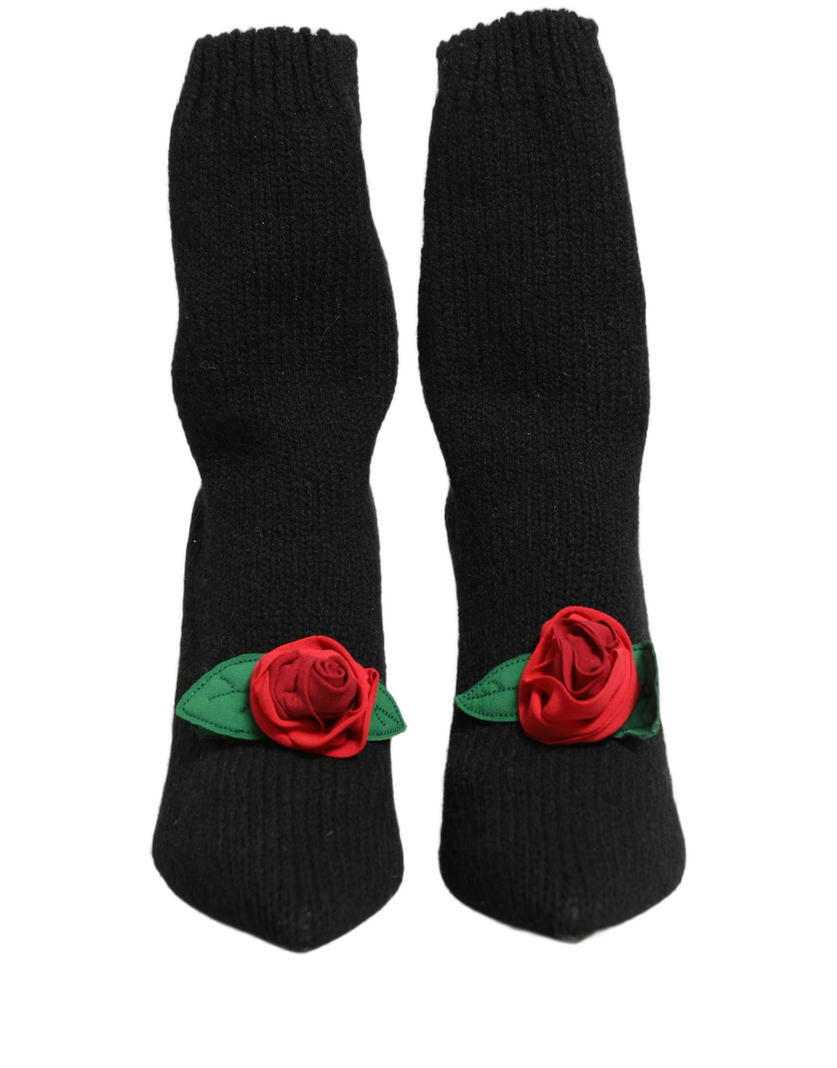 Dolce & Gabbana Women's Nylon Virgin Wool Eel & Calf Leather High-Heel Stiletto Sock Mid-Calf Boots - Black Floral