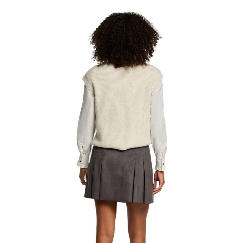 Sweater by Morgan De Toi for women in stretch polyester & wool beige features an polished silhouette, showcasing refined and a sophisticated for a truly polished finish.