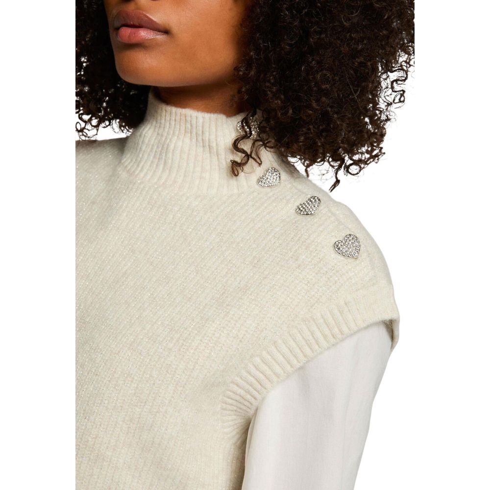 Sweater by Morgan De Toi for women in stretch polyester & wool beige showcases an masterful silhouette, artfully detailed with a masterful and for a sophisticated, premium finish.
