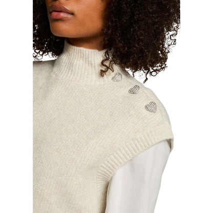 Sweater by Morgan De Toi for women in stretch polyester & wool beige showcases an masterful silhouette, artfully detailed with a masterful and for a sophisticated, premium finish.