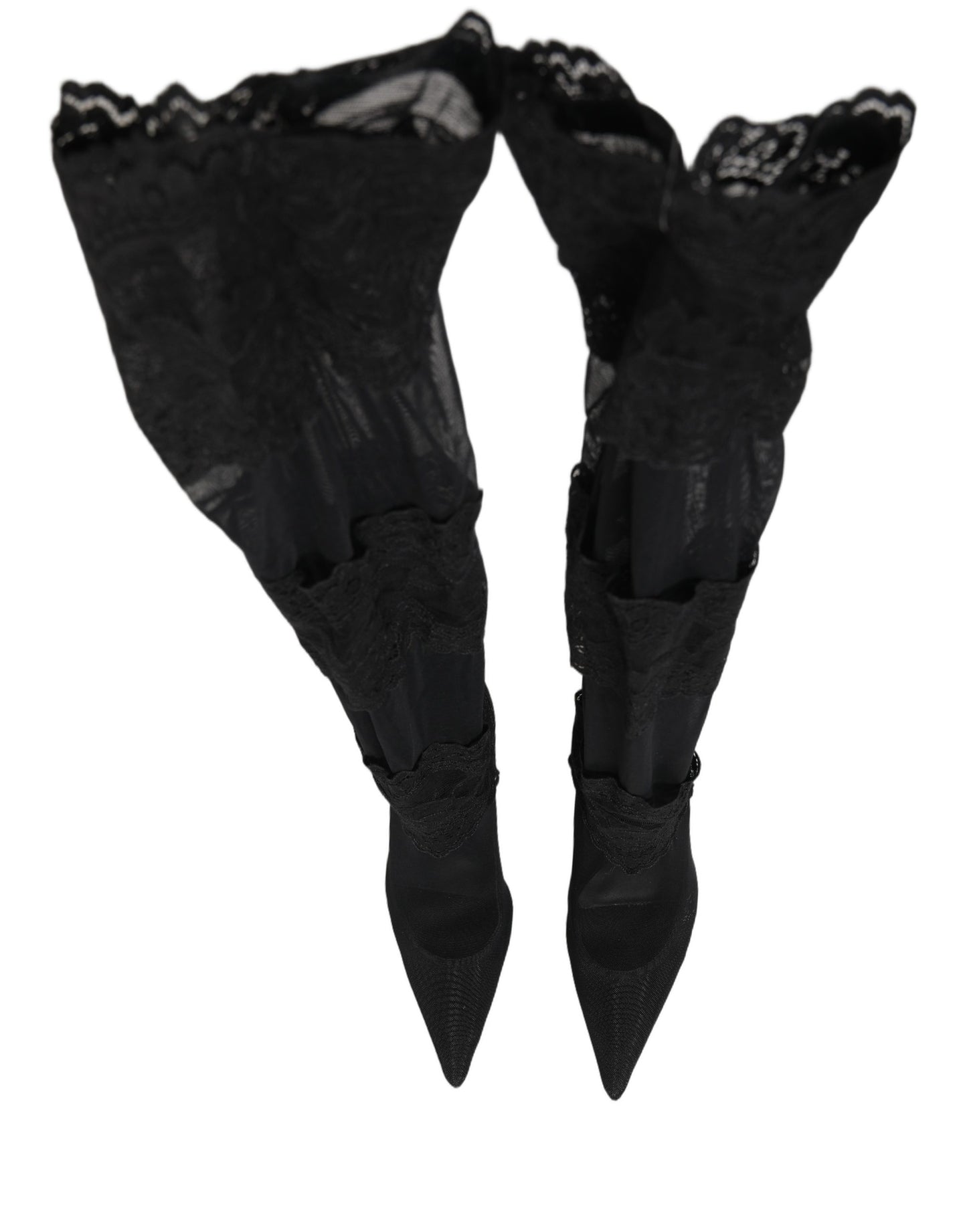 Dolce & Gabbana Black Over The Knee Sock Pumps Boots Shoes