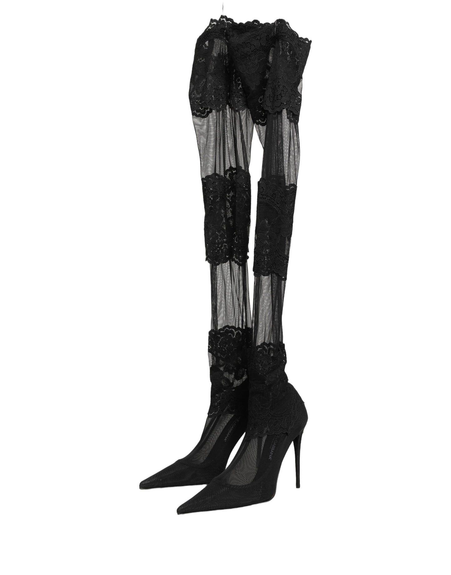 Dolce & Gabbana Black Over The Knee Sock Pumps Boots Shoes
