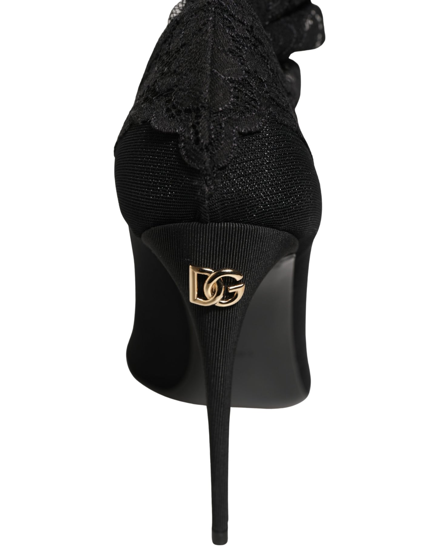 Dolce & Gabbana Black Over The Knee Sock Pumps Boots Shoes
