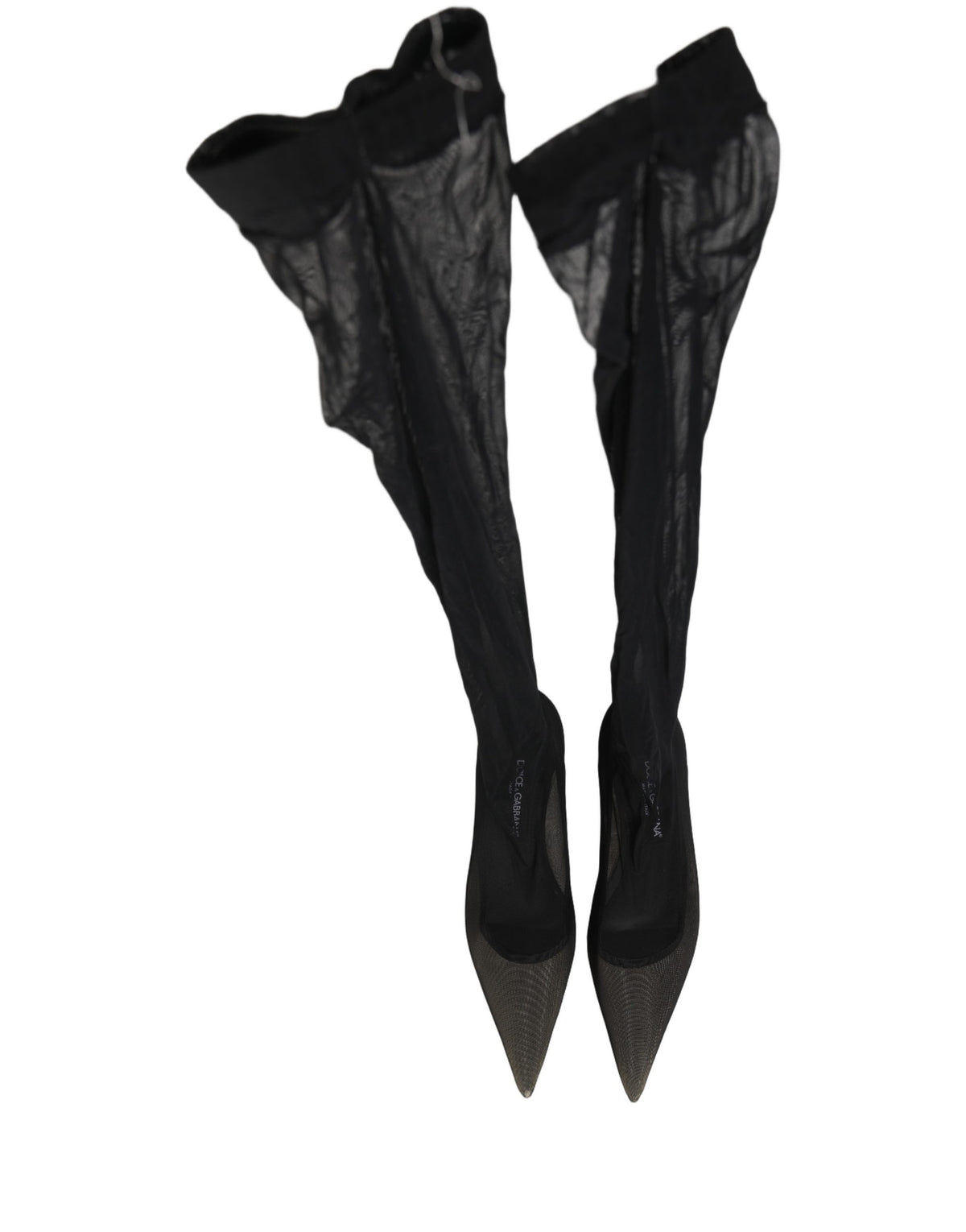 Dolce & Gabbana Women's Leather Nylon & Tulle Flat Over-The-Knee Boots - Black