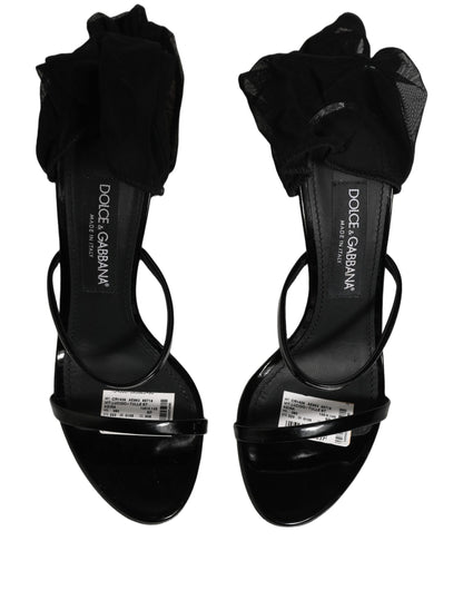 Dolce & Gabbana Stiletto Sandals Socks Knee High Boots Black