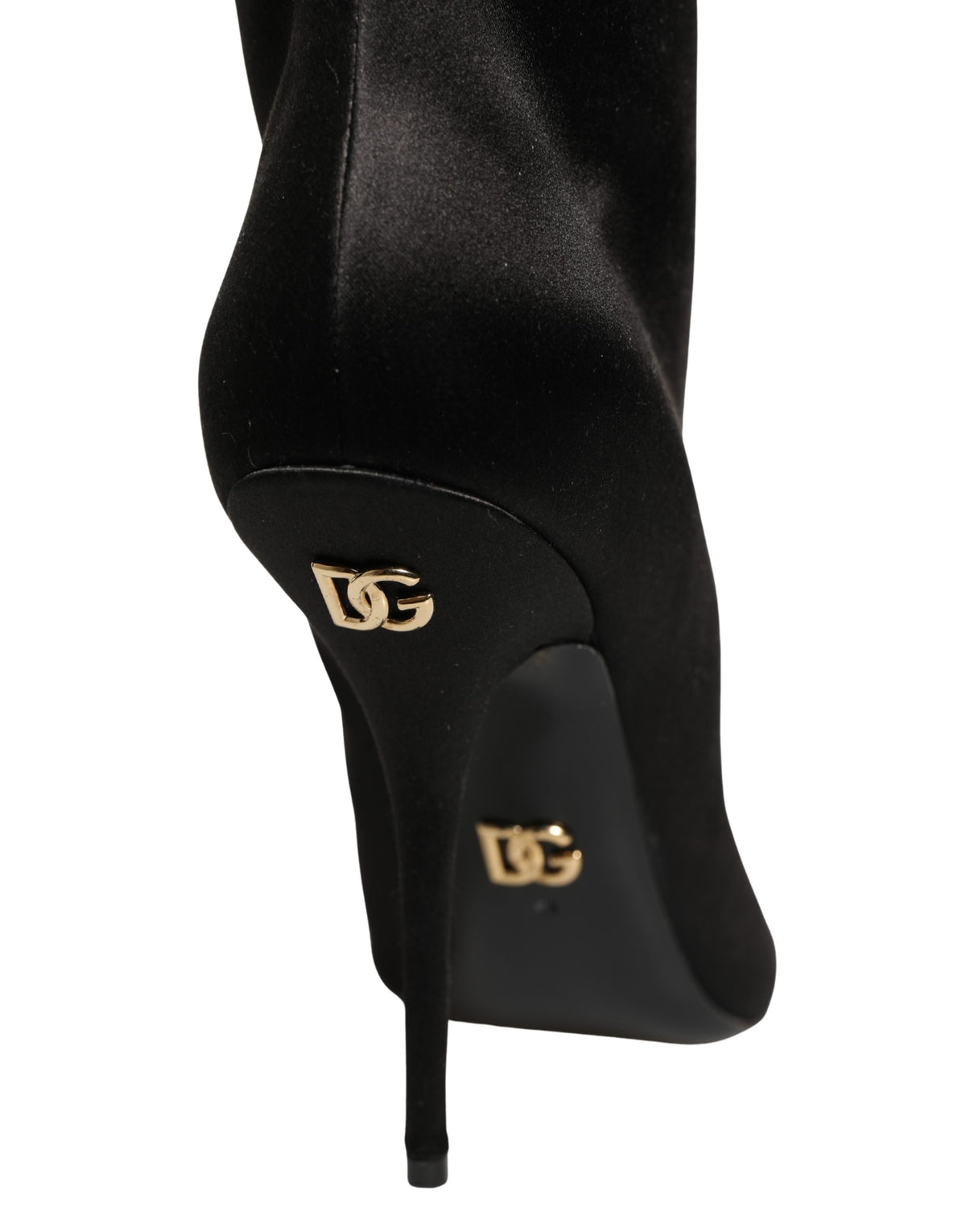Dolce & Gabbana Women's Viscose Silk Satin Goat & Calf Leather High-Heel Stiletto High Knee-High Over-The-Knee Boots - Black