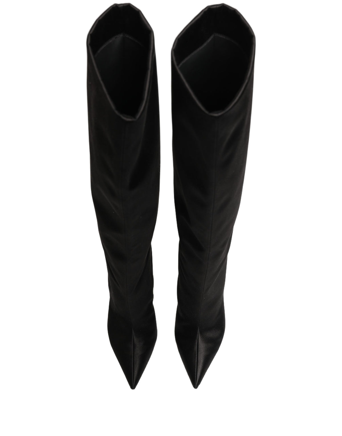 Dolce & Gabbana Women's Viscose Silk Satin Goat & Calf Leather High-Heel Stiletto High Knee-High Over-The-Knee Boots - Black