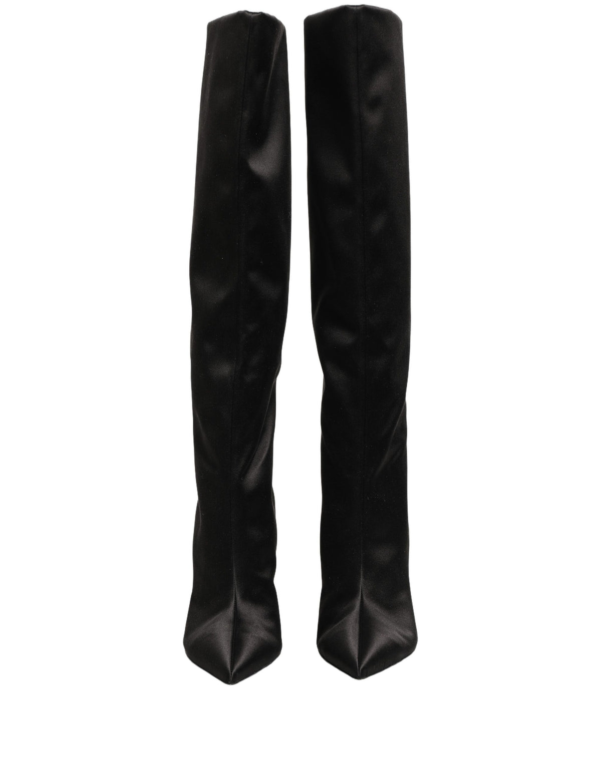 Dolce & Gabbana Women's Viscose Silk Satin Goat & Calf Leather High-Heel Stiletto High Knee-High Over-The-Knee Boots - Black