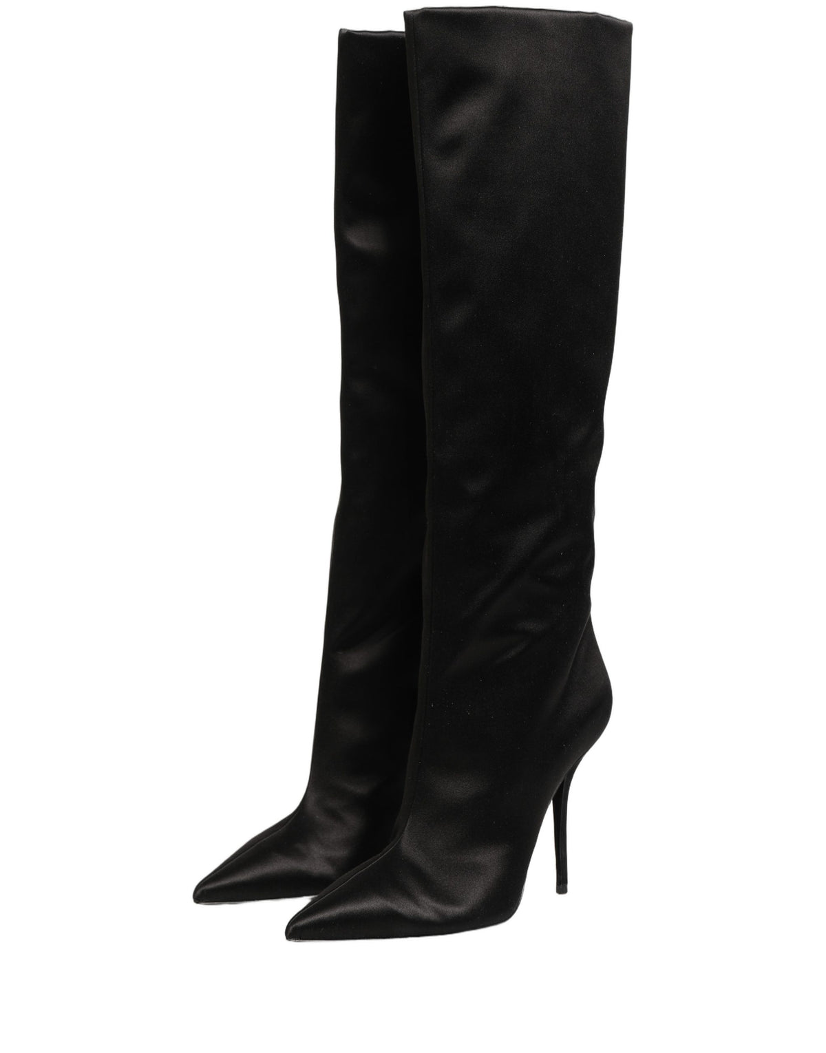 Dolce & Gabbana Women's Viscose Silk Satin Goat & Calf Leather High-Heel Stiletto High Knee-High Over-The-Knee Boots - Black