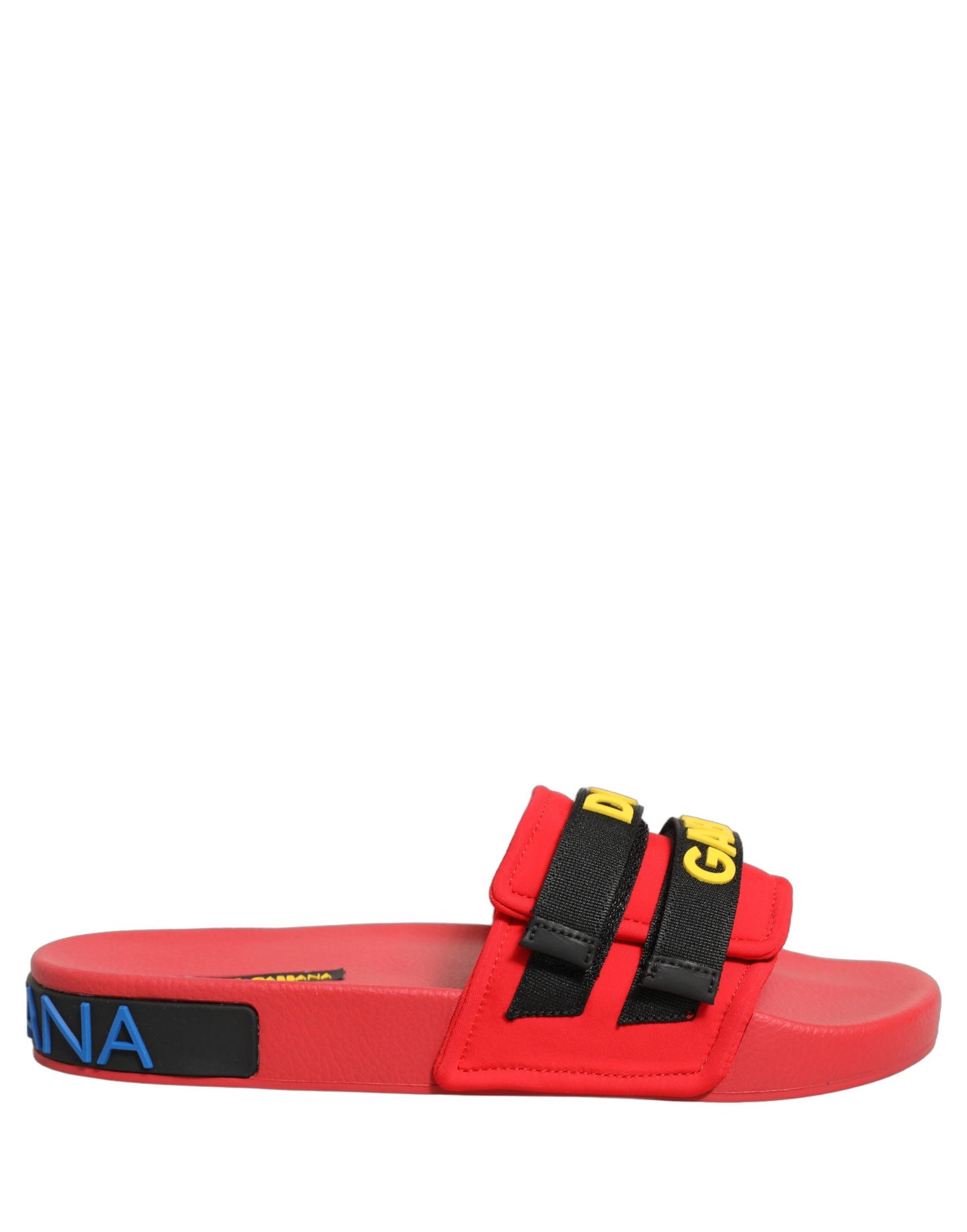 Dolce & Gabbana Red Neoprene Slides Flats Beachwear Shoes