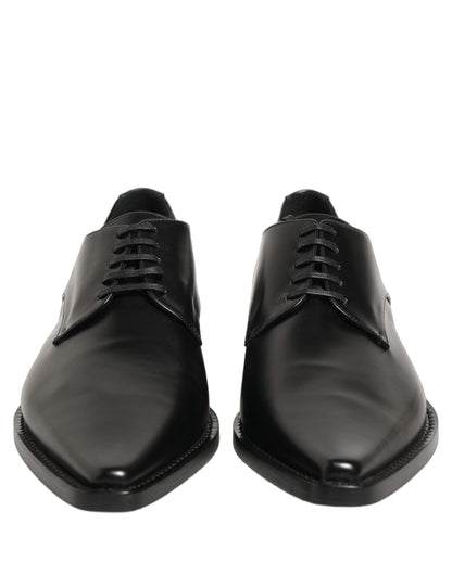 Dolce & Gabbana Black Leather Lace Up Derby Dress Shoes