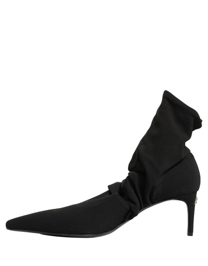 Dolce & Gabbana Women's Goat Nappa Leather Nylon & Viscose High-Heel Ankle Boots - Black