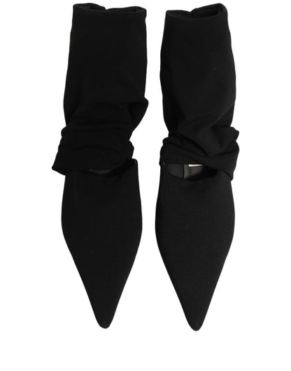 Dolce & Gabbana Black Stretch Socks Heels Ankle Boots Shoes