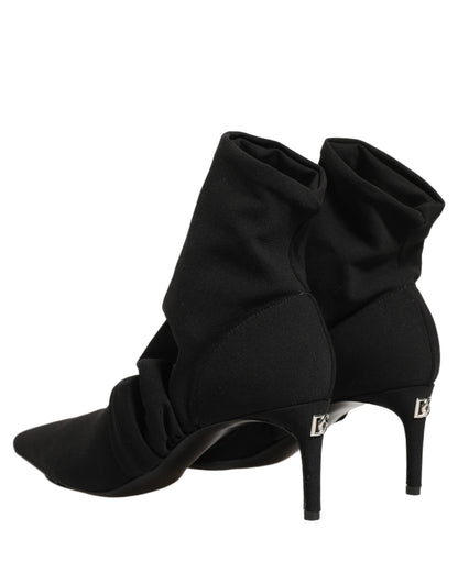 Dolce & Gabbana Black Stretch Socks Heels Ankle Boots Shoes