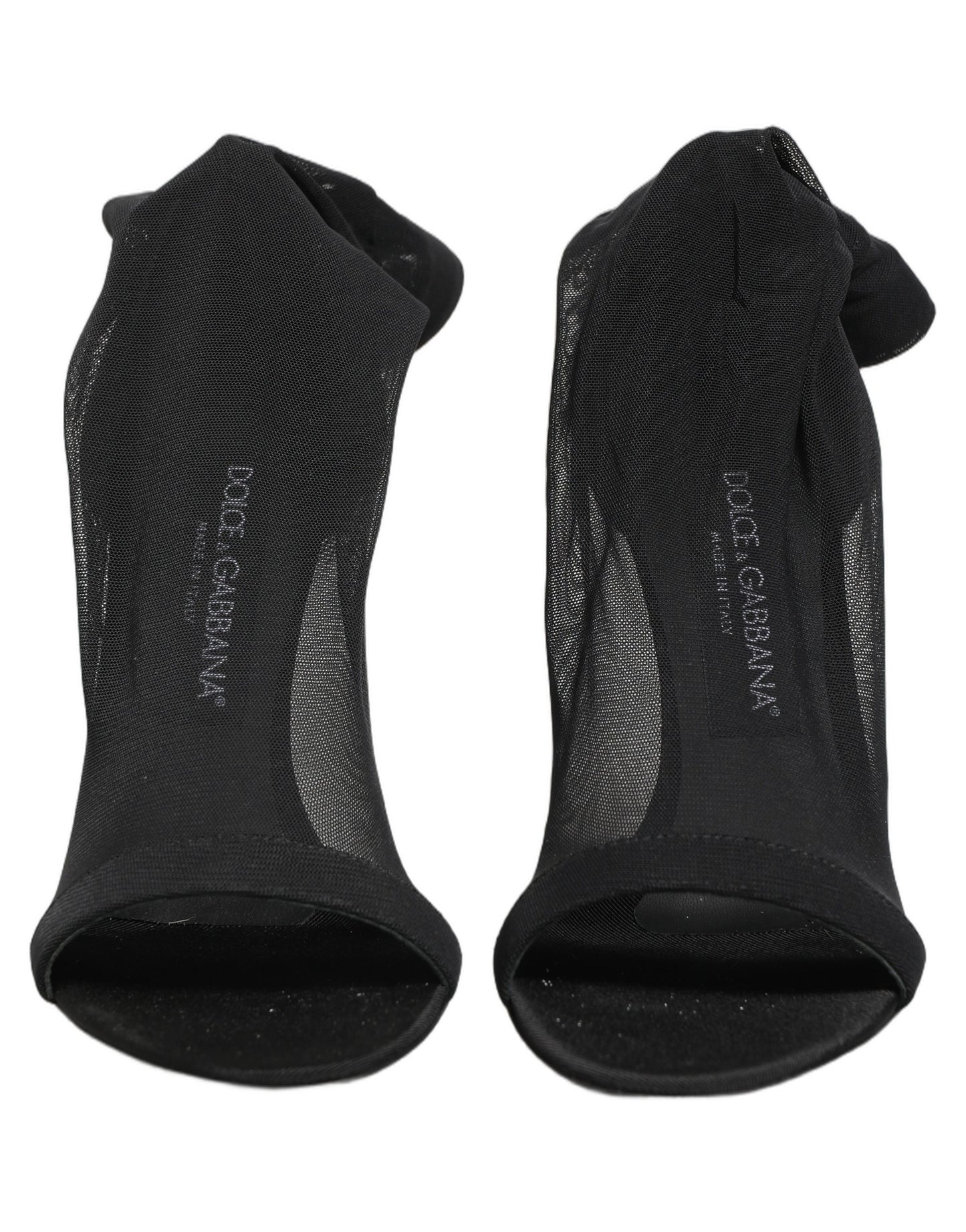 Dolce & Gabbana Black Nylon Mesh Sock Style Boots Shoes