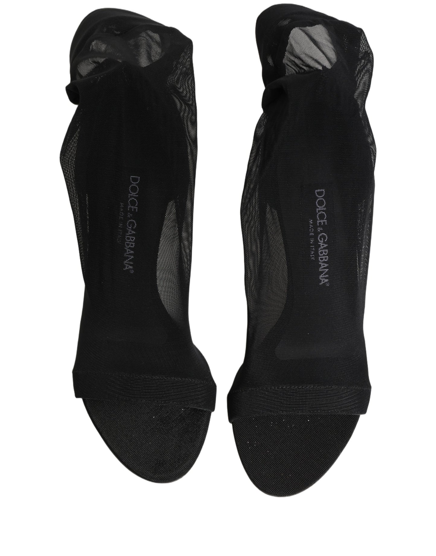 Dolce & Gabbana Black Nylon Mesh Sock Style Boots Shoes
