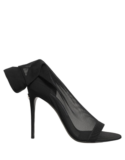 Dolce & Gabbana Black Nylon Mesh Sock Style Boots Shoes