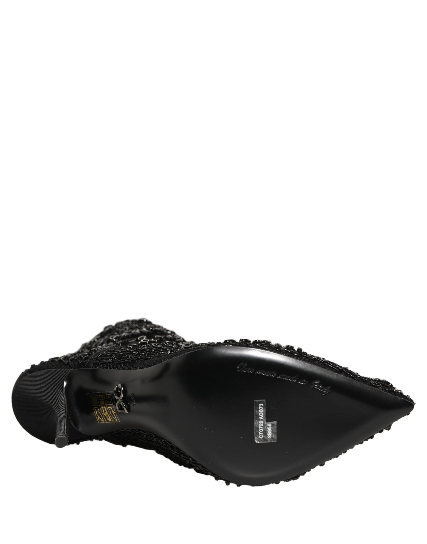 Dolce & Gabbana Black Embellished Mesh Ankle Boots Shoes