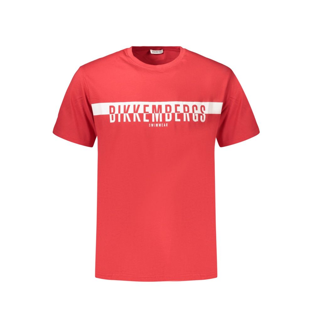 T-Shirt by Bikkembergs for men in cotton red & print features an on trend silhouette, perfectly showcasing a on trend and crew neckline for an elevated aesthetic.