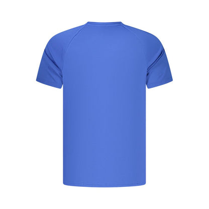 T-Shirt by Nike for men in polyester blue, signature & print features a plush silhouette, showcasing a sophisticated crew neckline and for a truly plush finish.