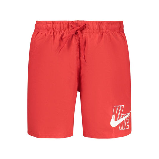 Swim Shorts by Nike for men in polyester red & print features an glamourous silhouette from the Men's Polyester Swim Shorts collection, highlighting a refined fit and glamourous cut for a premium poolside look.