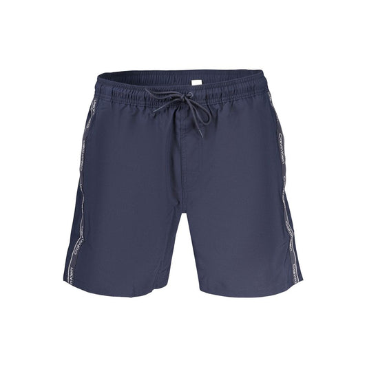 Swim Shorts by Calvin Klein for men in stretch polyester blue presents a beach chic silhouette from the Waves Men's Stretch Polyester Swim Shorts collection, showcasing a beach chic cut for a refined poolside look.