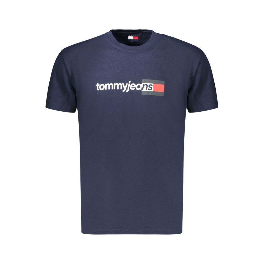 T-Shirt by Tommy Hilfiger for men in cotton blue & print showcases a unassuming silhouette, artfully detailed with a refined crew neckline and unassuming for a sophisticated, contemporary look.