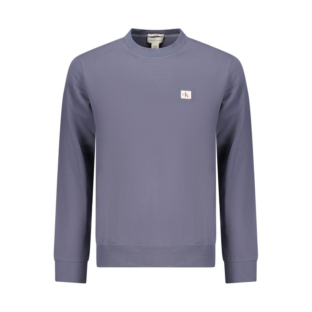 Sweatshirt by Calvin Klein for men in cotton blue features an provocated silhouette, detailed with a provocated and a refined crew neckline for a sophisticated aesthetic.