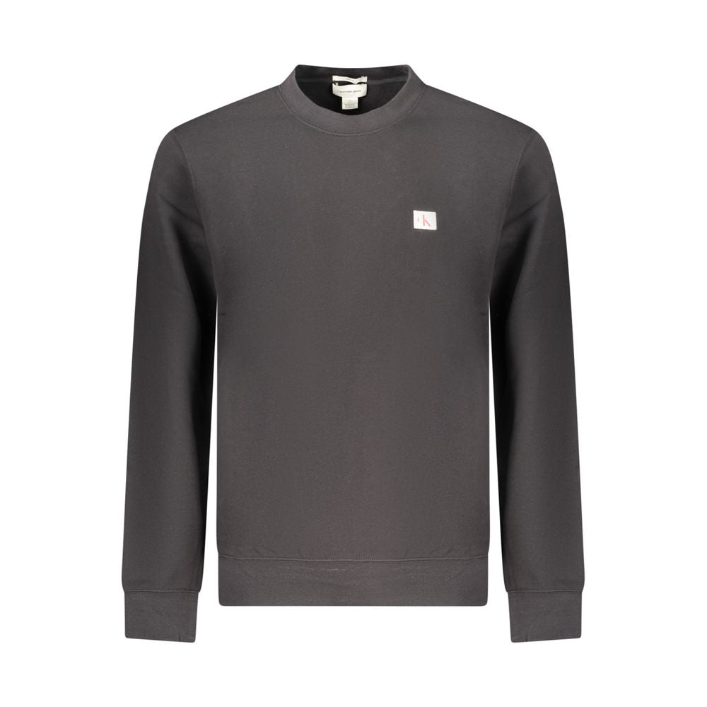 Sweatshirt by Calvin Klein for men in cotton black showcases a slouchy chic silhouette, artfully detailed with a slouchy chic crew neckline and for a slouchy chic finish.