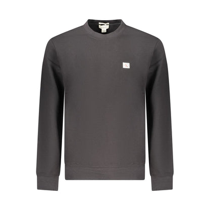 Sweatshirt by Calvin Klein for men in cotton black showcases a slouchy chic silhouette, artfully detailed with a slouchy chic crew neckline and for a slouchy chic finish.