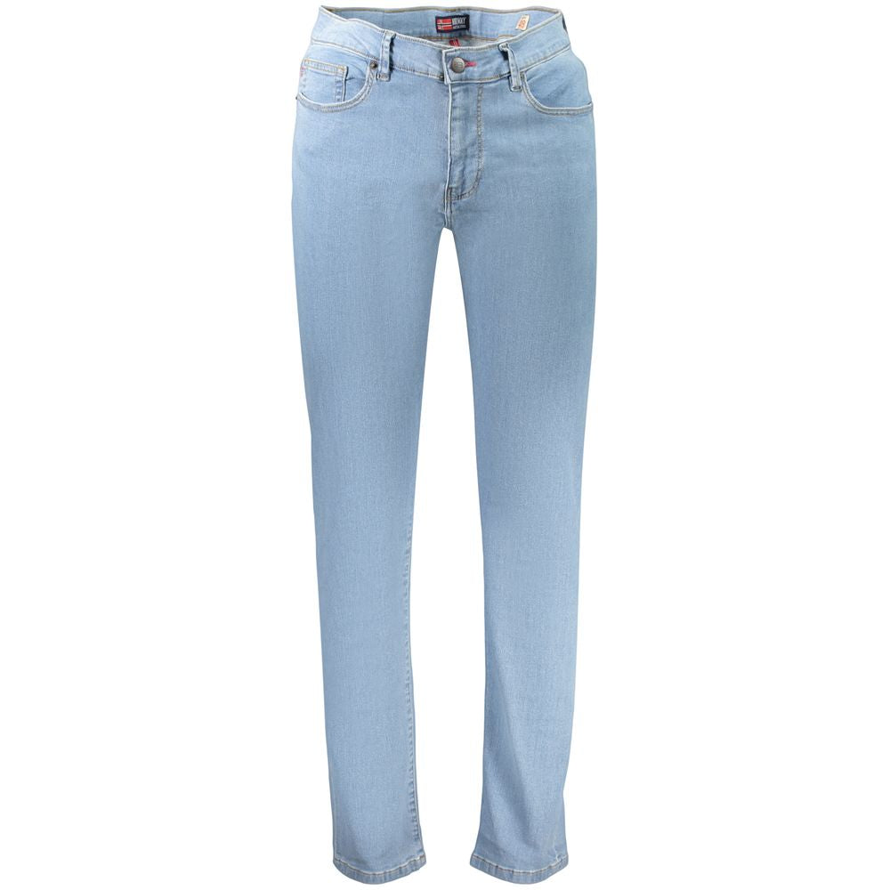 Jeans by Norway 1963 for men in denim cotton blue features an refined tailoring silhouette, showcasing a premium regular-fit with a and long cut for a refined tailoring look.