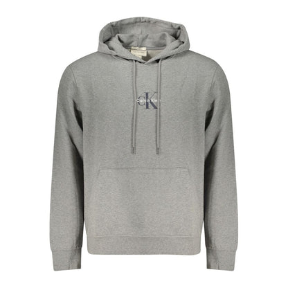 Hooded Sweatshirt Hoodie by Calvin Klein for men in cotton gray & print features an dramatic silhouette, showcasing a sophisticated hooded neckline and dramatic for a refined, modern aesthetic.