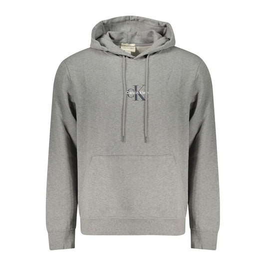 Hooded Sweatshirt Hoodie by Calvin Klein for men in cotton gray & print features an dramatic silhouette, showcasing a sophisticated hooded neckline and dramatic for a refined, modern aesthetic.