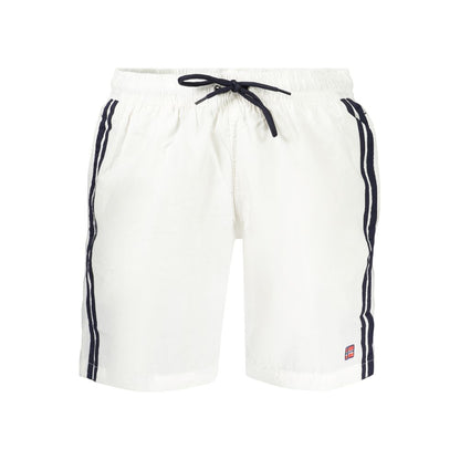 Swim Shorts by Norway 1963 for men in polyamide white features an dramatic silhouette that defines the luxurious aesthetic and refined cut of the Men's Polyamide Swim Shorts.