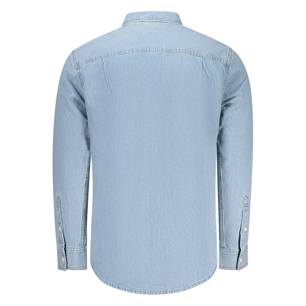 Shirt by Calvin Klein for men in denim cotton azzurro presents a discerning silhouette, showcasing a sophisticated and for a truly discerning finish.
