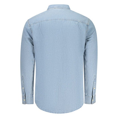 Shirt by Calvin Klein for men in denim cotton azzurro presents a discerning silhouette, showcasing a sophisticated and for a truly discerning finish.