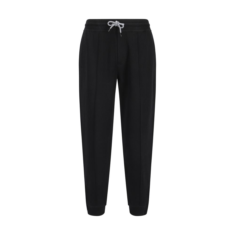 Jogger Sweatpants by Brunello Cucinelli for men in polyamide silk cotton & capra leather black features an dynamic relaxed-fit & regular-fit with long, , and functional seamless for an dynamic silhouette.