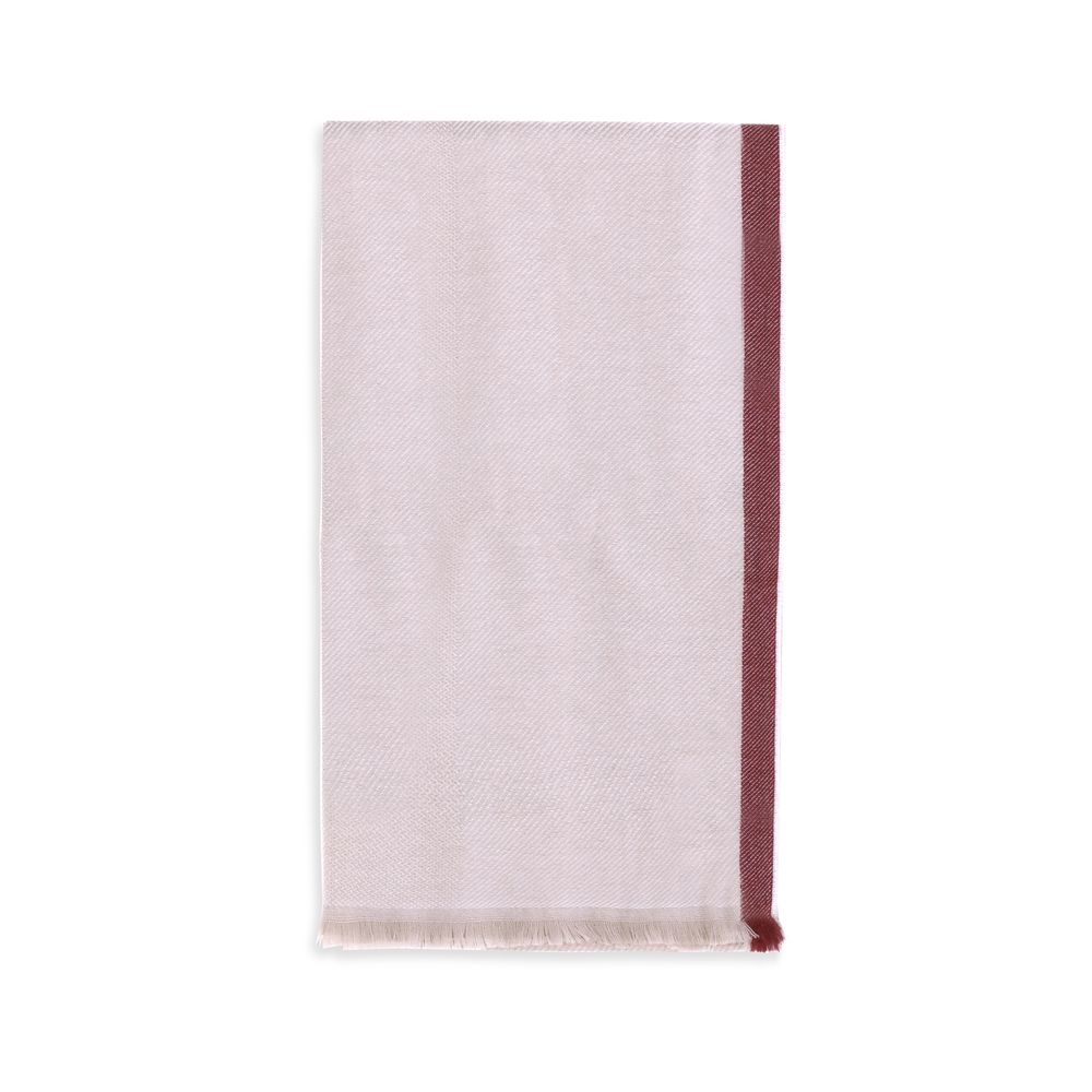 Scarf by Brunello Cucinelli for men in cashmere beige, patterned & signature showcases a eye catching silhouette, artfully capturing the essence of the eye catching Cashmere Frayed-Edge Scarf design for a sophisticated look.
